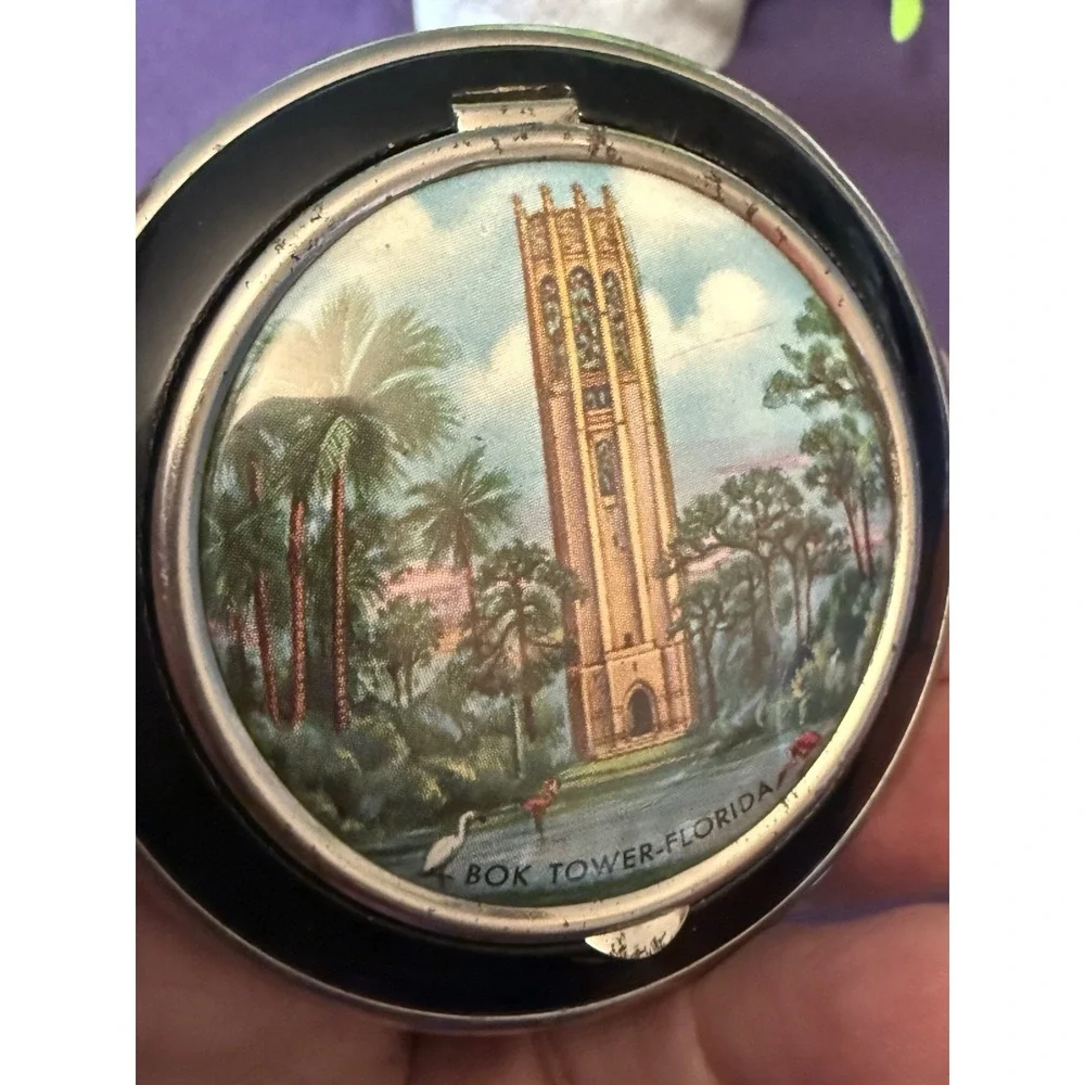1930's souvenir BOK TOWER ORLANDO Florida pocket mirror compact